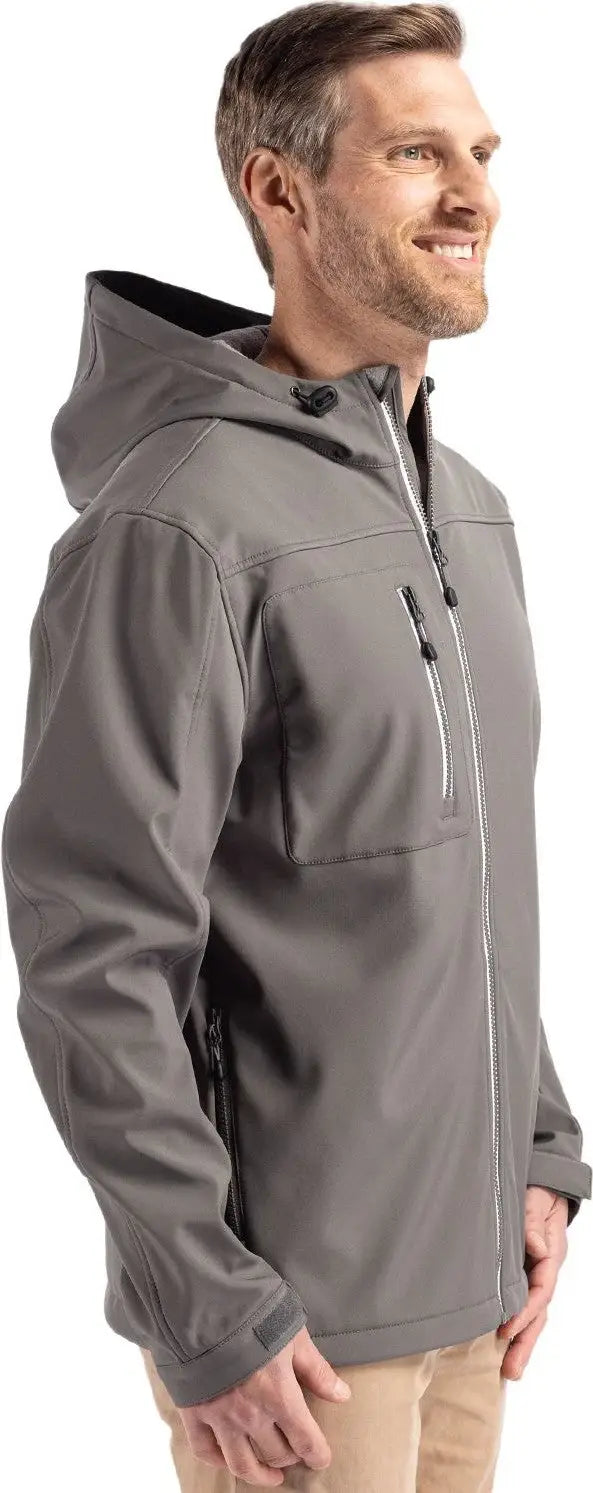 Clique Mqo00075 Telemark Eco Stretch Softshell Full Zip Mens Hooded Jacket - Pure Slate