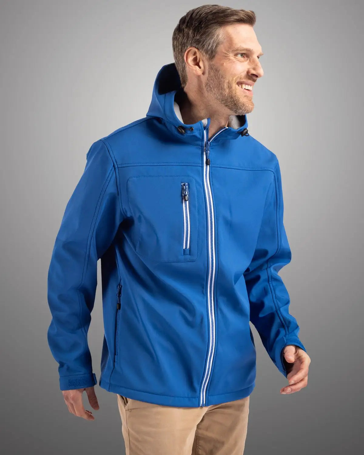 Clique Mqo00075 Telemark Eco Stretch Softshell Full Zip Mens Hooded Jacket - Royal Blue