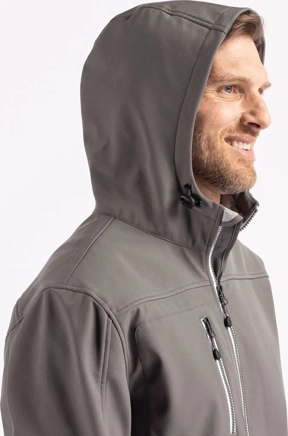 Clique Mqo00075 Telemark Eco Stretch Softshell Full Zip Mens Hooded Jacket - Pure Slate
