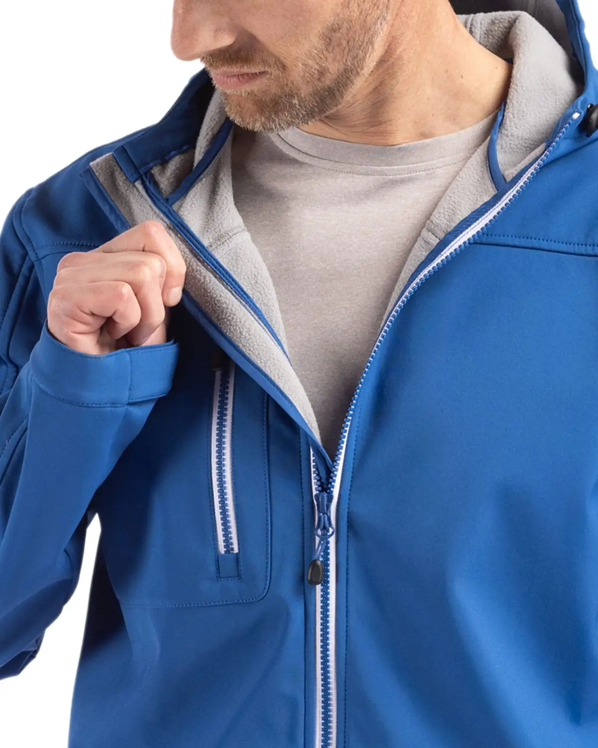 Clique Mqo00075 Telemark Eco Stretch Softshell Full Zip Mens Hooded Jacket - Royal Blue