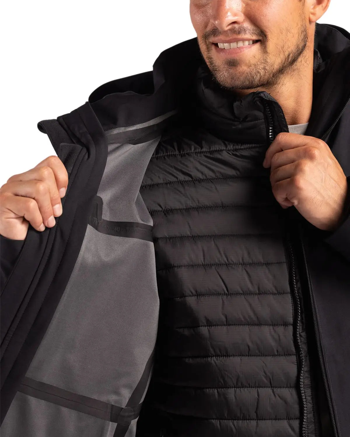 Clique Mqo00083 Cornice 3-in-1 Eco Waterproof Parka + Inner Layer Full Zip Mens Jacket System - Black