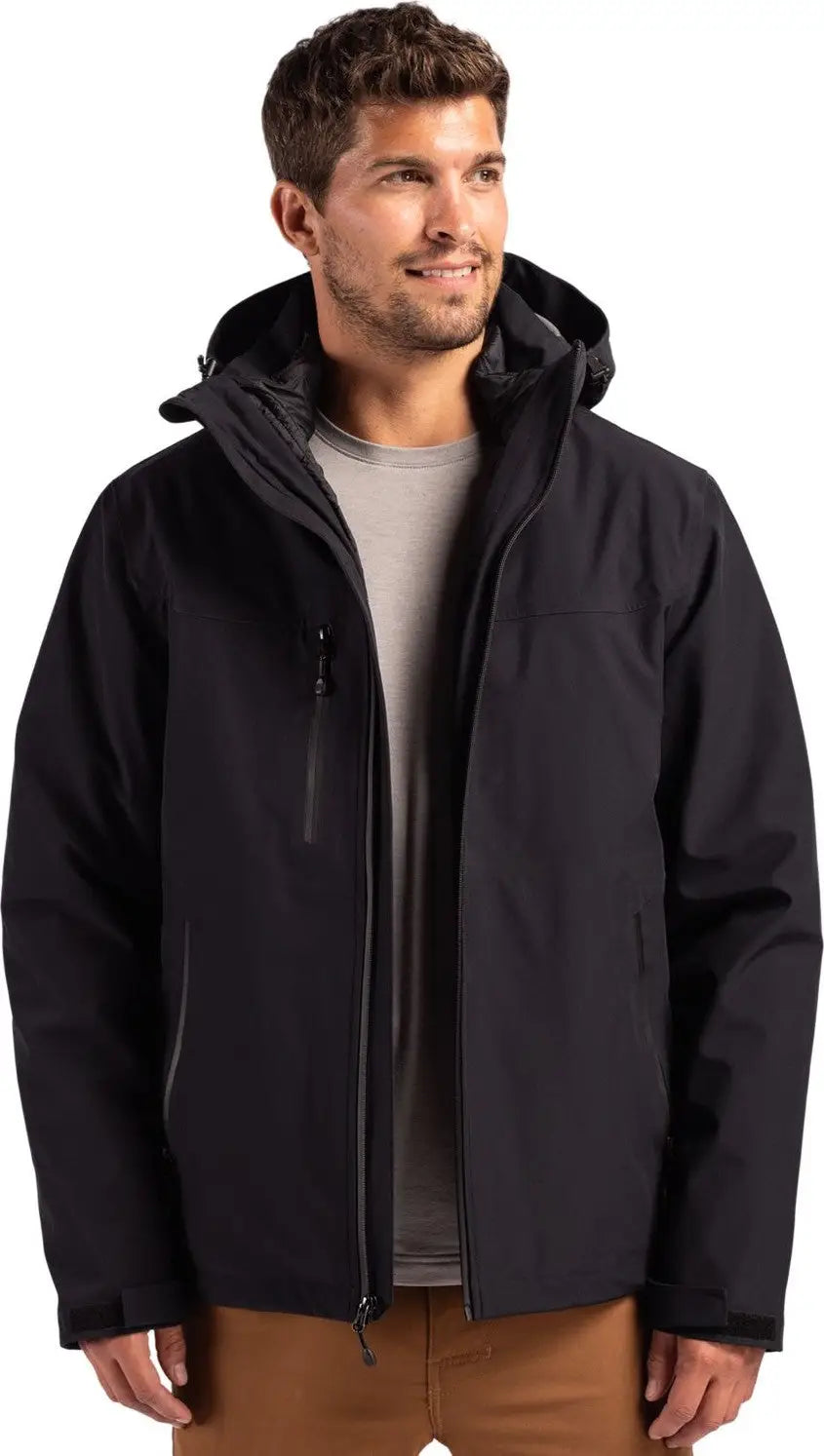 Clique Mqo00083 Cornice 3-in-1 Eco Waterproof Parka + Inner Layer Full Zip Mens Jacket System - Black