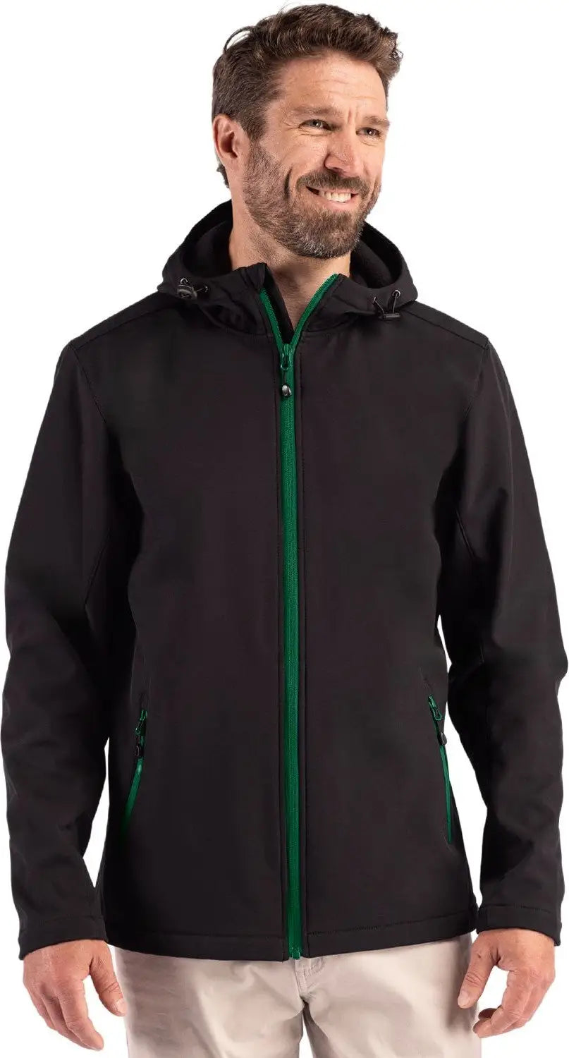 Clique Mqo00086 Tempo Recycled Stretch Softshell Mens Hooded Jacket - Black Bottle Green - Black/bottle / Adult s