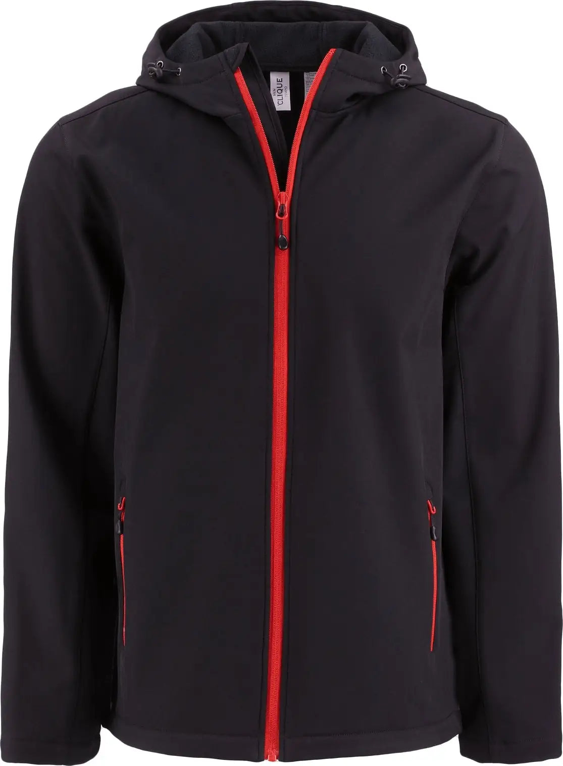 Clique Mqo00086 Tempo Recycled Stretch Softshell Mens Hooded Jacket - Black Red