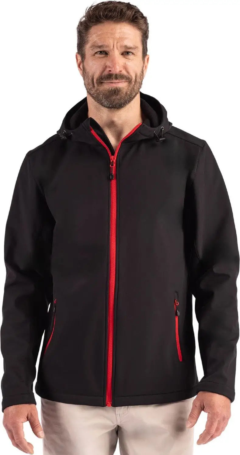 Clique Mqo00086 Tempo Recycled Stretch Softshell Mens Hooded Jacket - Black Red - Black/red / Adult s