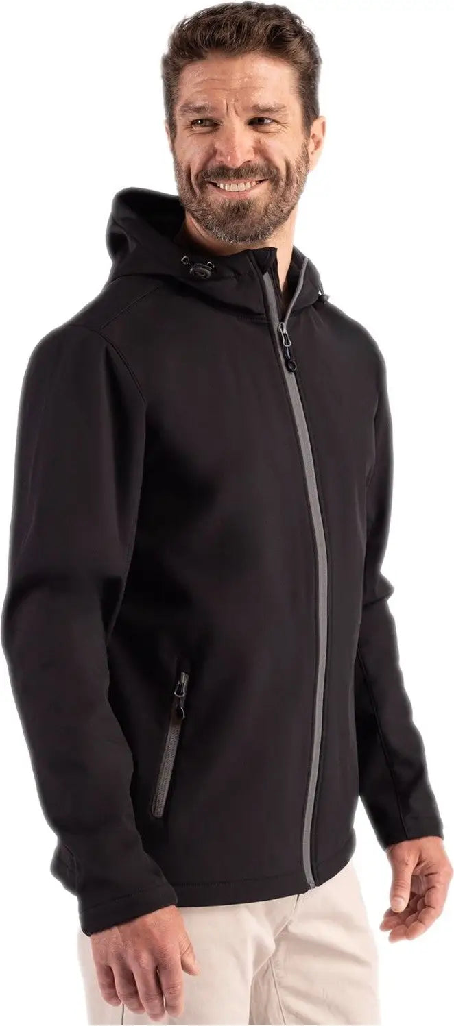 Clique Mqo00086 Tempo Recycled Stretch Softshell Mens Hooded Jacket - Black Pure Slate