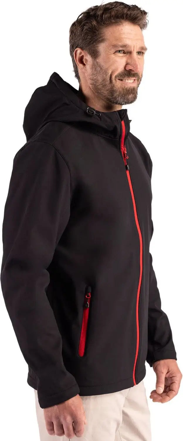 Clique Mqo00086 Tempo Recycled Stretch Softshell Mens Hooded Jacket - Black Red