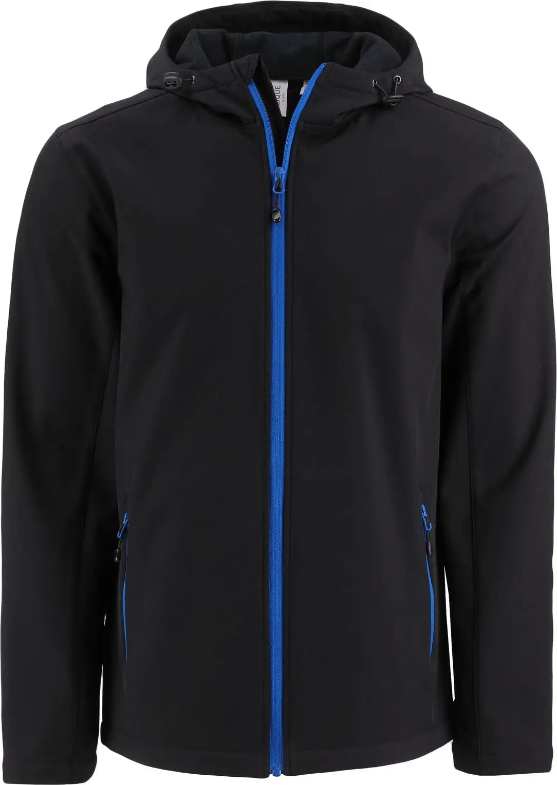 Clique Mqo00086 Tempo Recycled Stretch Softshell Mens Hooded Jacket - Black Royal Blue