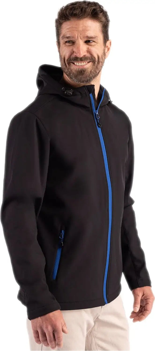 Clique Mqo00086 Tempo Recycled Stretch Softshell Mens Hooded Jacket - Black Royal Blue