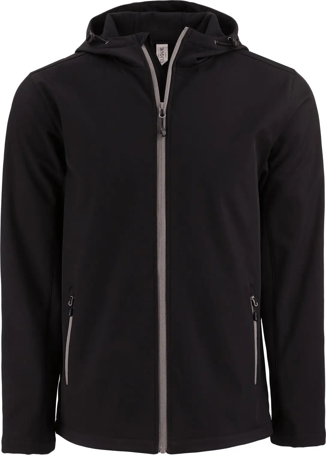 Clique Mqo00086 Tempo Recycled Stretch Softshell Mens Hooded Jacket - Black Pure Slate
