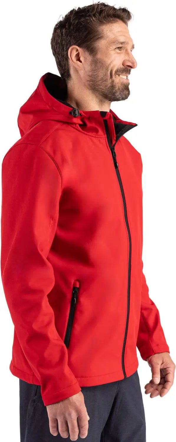 Clique Mqo00086 Tempo Recycled Stretch Softshell Mens Hooded Jacket - Red Black