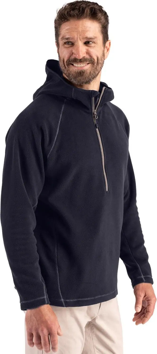 Clique Mqo00088 Powder Recycled Fleece Mens Half Zip Hooded Pullover - Dark Navy