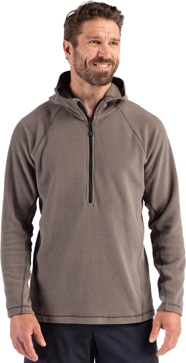 Clique Mqo00088 Powder Recycled Fleece Mens Half Zip Hooded Pullover - Pure Slate - Adult s