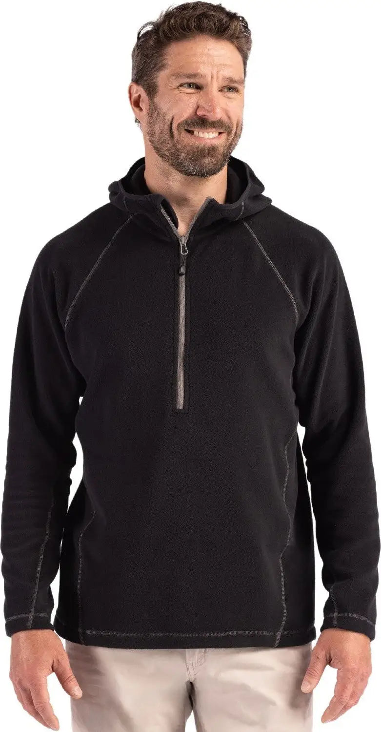 Clique Mqo00088 Powder Recycled Fleece Mens Half Zip Hooded Pullover - Black - Adult s