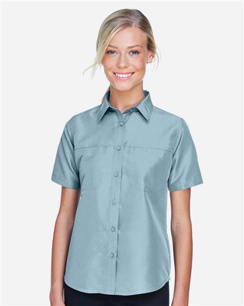 Cloud Blue Women's Key West Short Sleeve Performance Staff Shirt - M580W