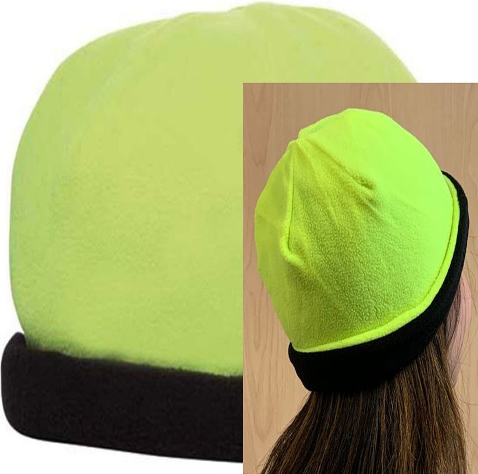 Cobra Cap Bean-r 9’’ Reversible Fleece Beanie - Black Neon Yellow