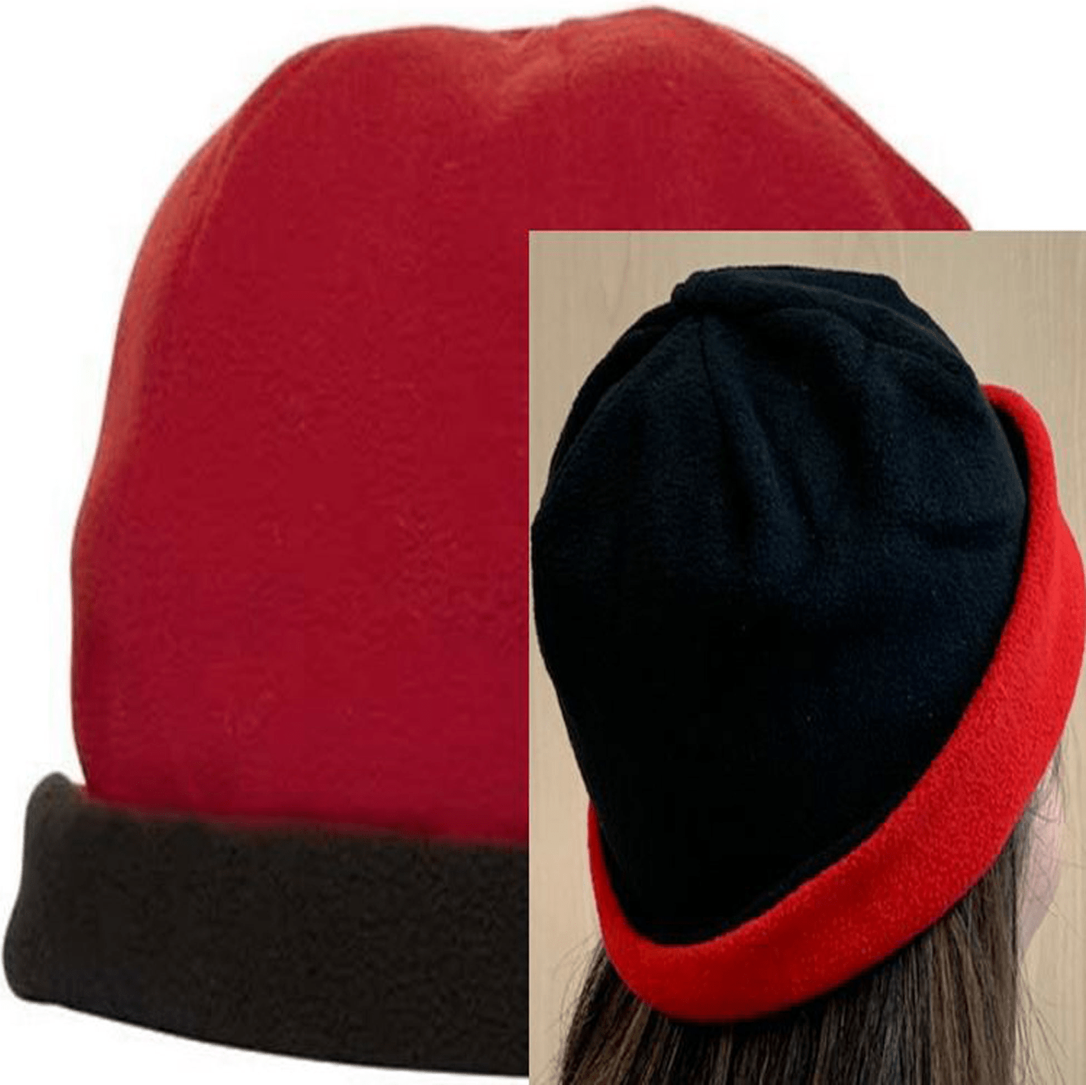 Cobra Cap Bean-r 9’’ Reversible Fleece Beanie - Black Red