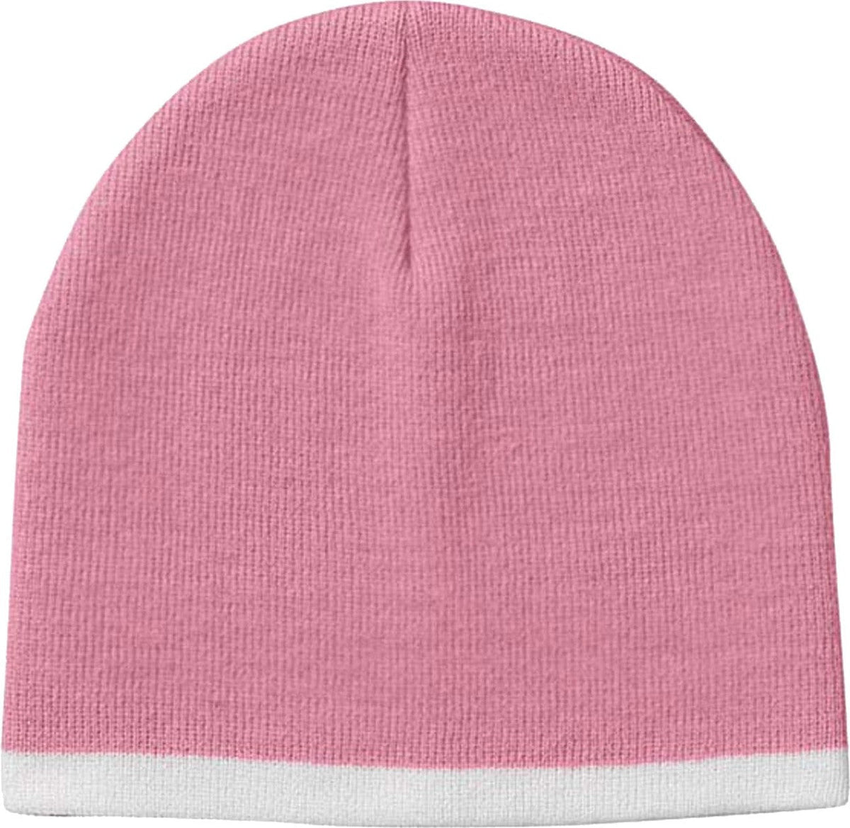 Cobra Cap Bean-s2 8’’ Beanie with Contrasting Trim - Light Pink White