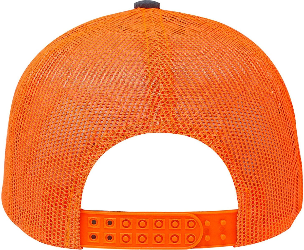 Cobra Cap C112 6 Panel Structured Poly/cotton Front Mesh Back - Charcoal Neon Orange
