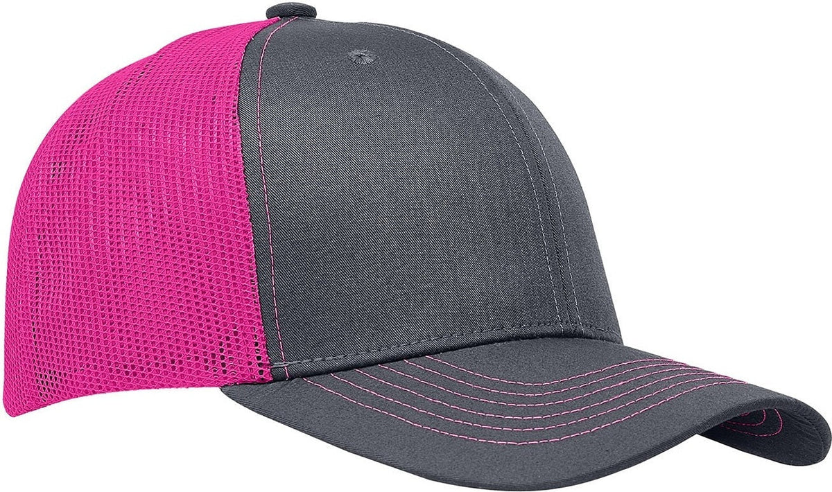 Cobra Cap C112 6 Panel Structured Poly/cotton Front Mesh Back - Charcoal-neonpink - Charcoal Neonpink