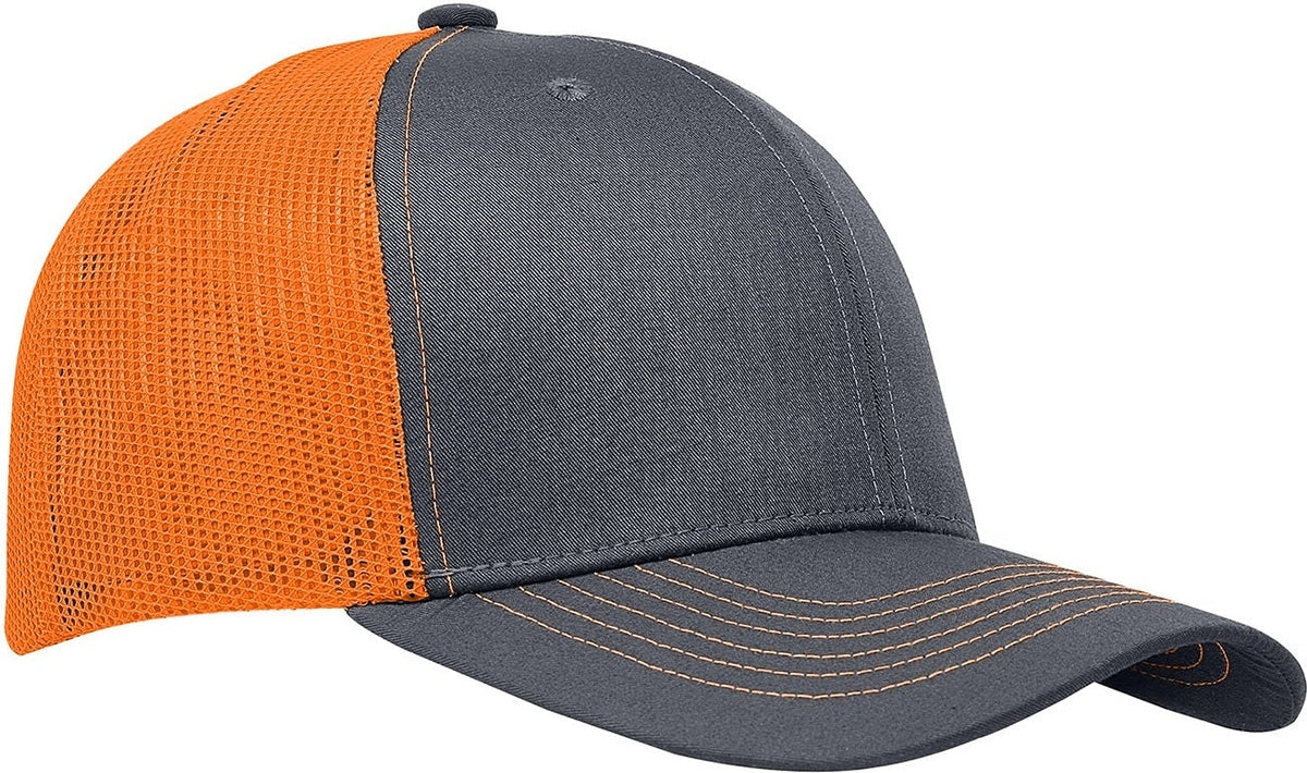 Cobra Cap C112 6 Panel Structured Poly/cotton Front Mesh Back - Charcoal Neon Orange