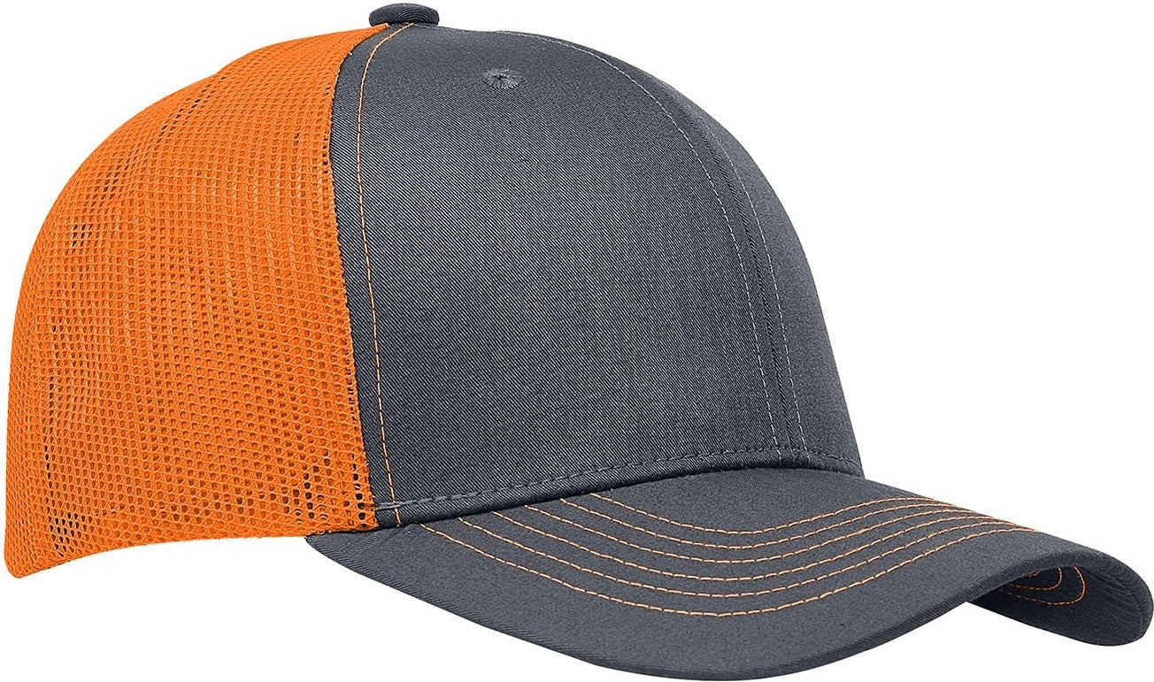 Cobra Cap C112 6 Panel Structured Poly/cotton Front Mesh Back - Charcoal Neon Orange