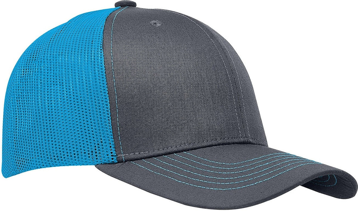 Cobra Cap C112 6 Panel Structured Poly/cotton Front Mesh Back - Charcoal Neon Blue