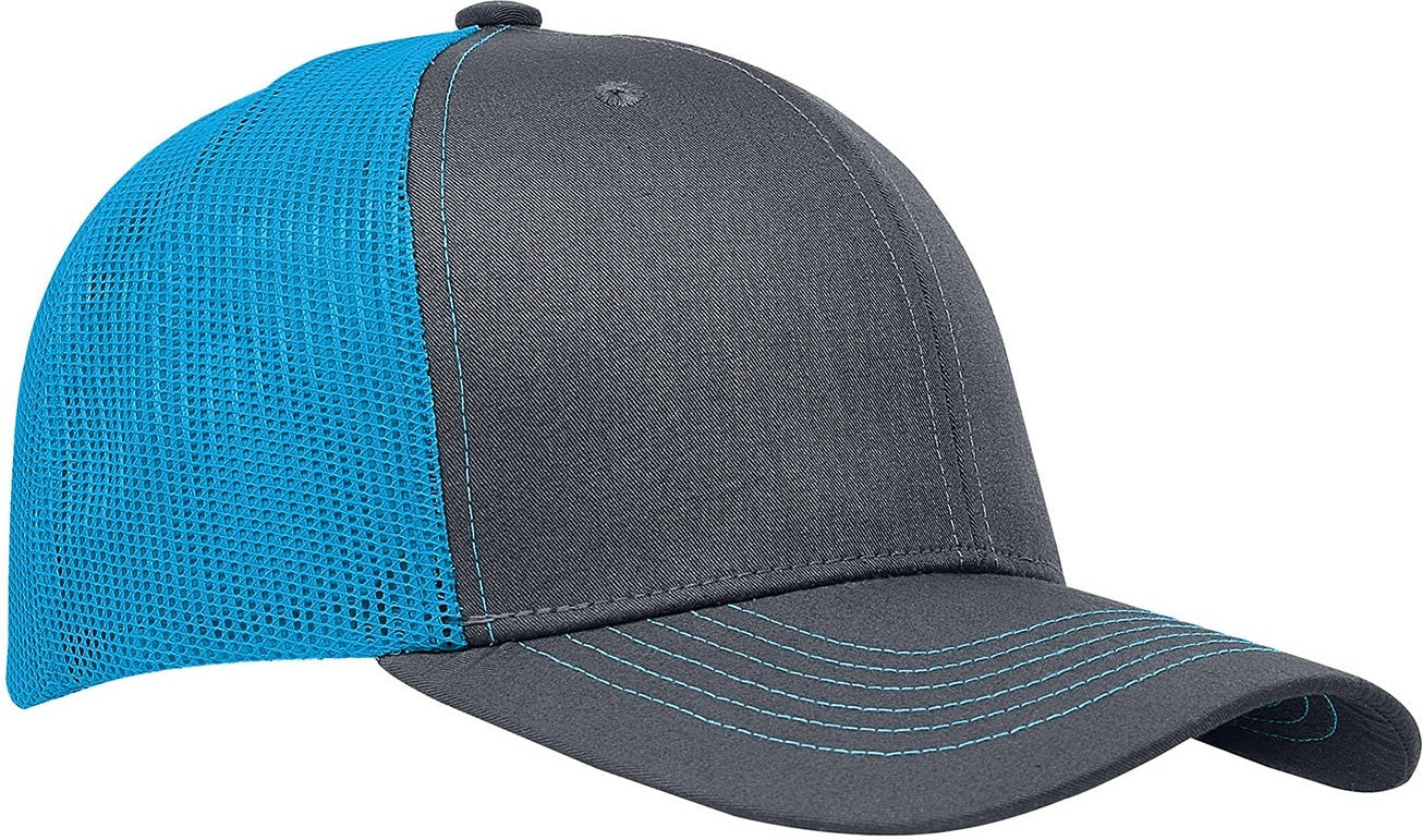 Cobra Cap C112 6 Panel Structured Poly/cotton Front Mesh Back - Charcoal Neon Blue