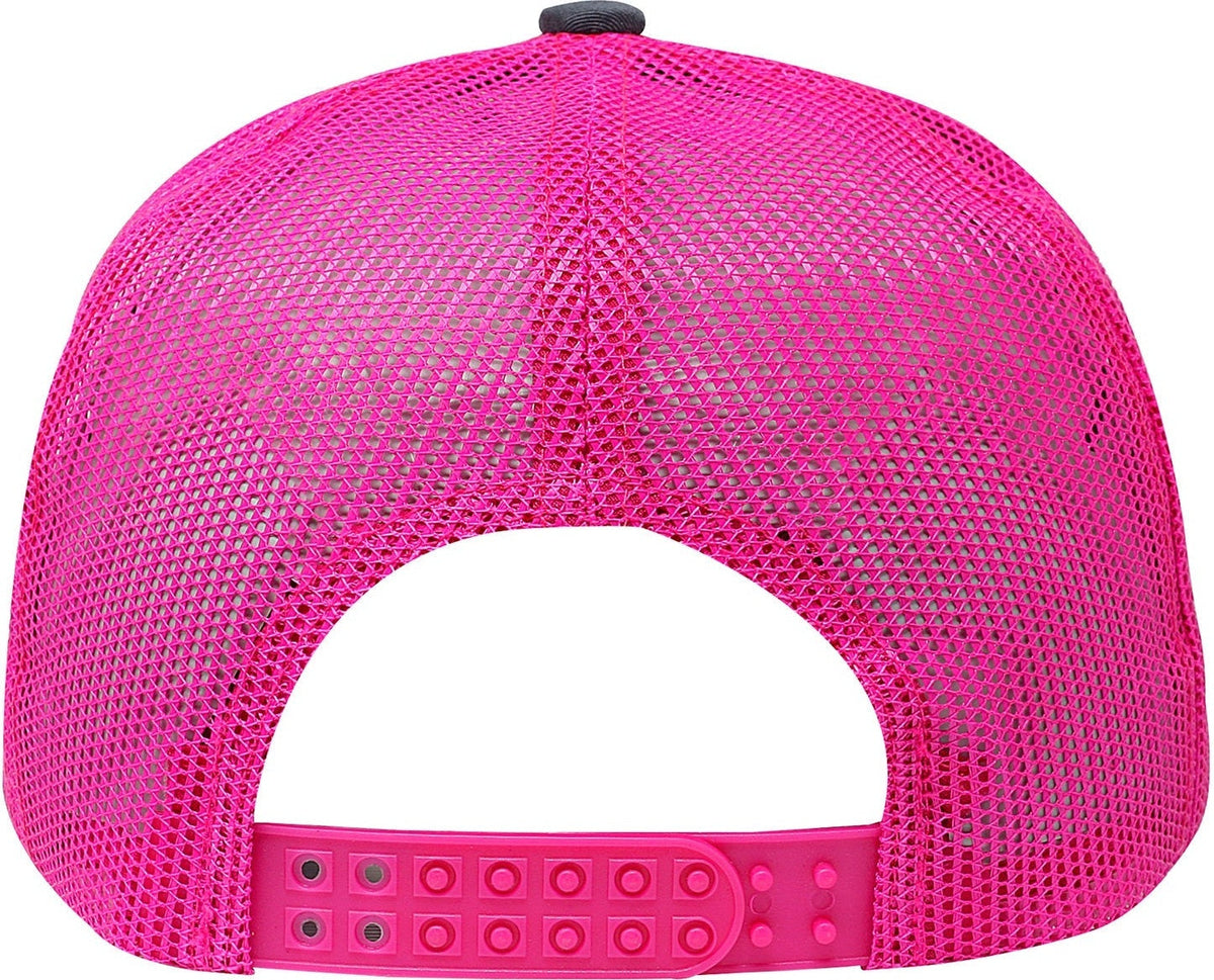 Cobra Cap C112 6 Panel Structured Poly/cotton Front Mesh Back - Charcoal-neonpink - Charcoal Neonpink