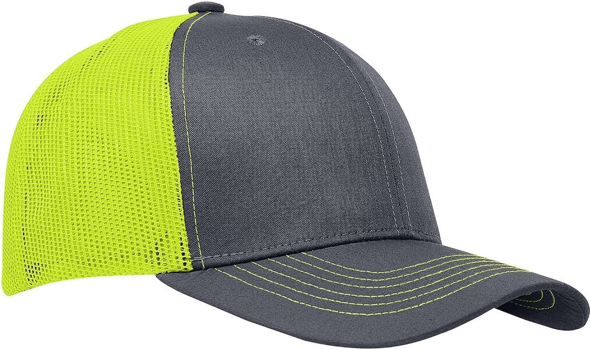Cobra Cap C112 6 Panel Structured Poly/cotton Front Mesh Back - Charcoal-neonyellow - Charcoal Neonyellow