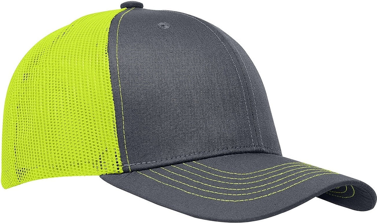 Cobra Cap C112 6 Panel Structured Poly/cotton Front Mesh Back - Charcoal Neon Yellow