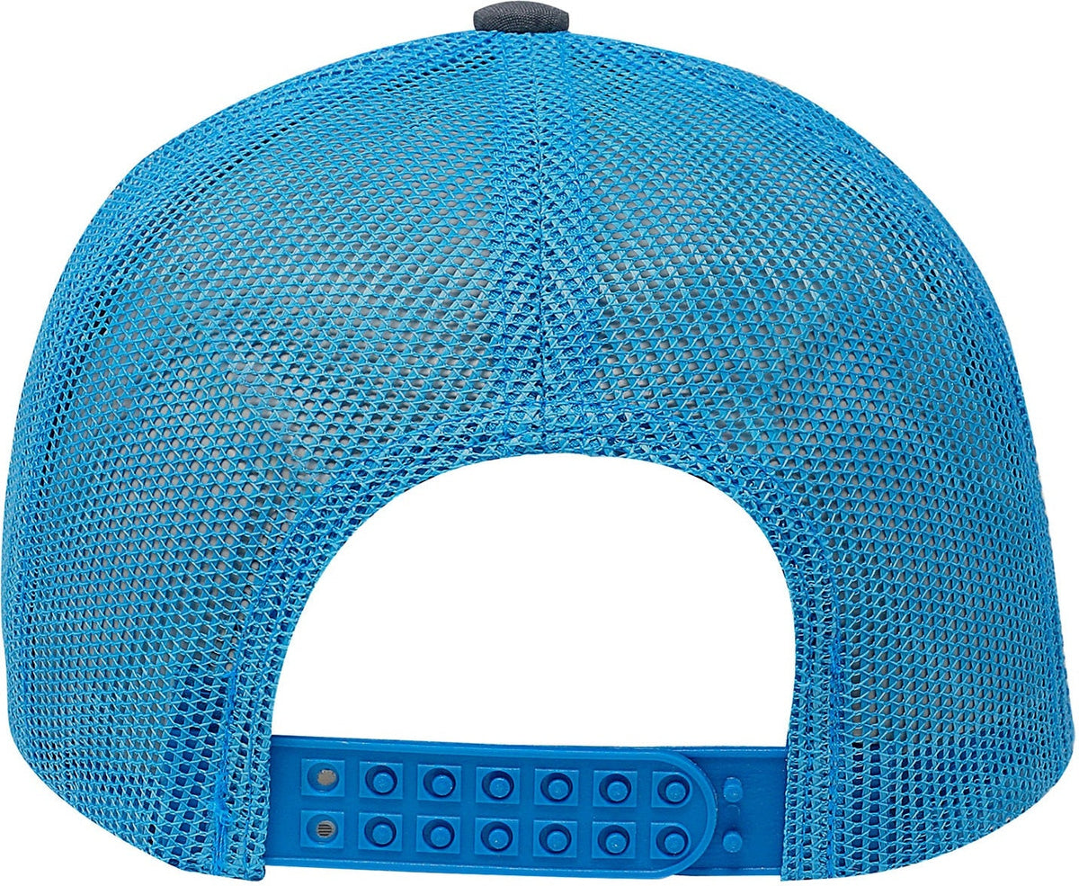 Cobra Cap C112 6 Panel Structured Poly/cotton Front Mesh Back - Charcoal Neon Blue