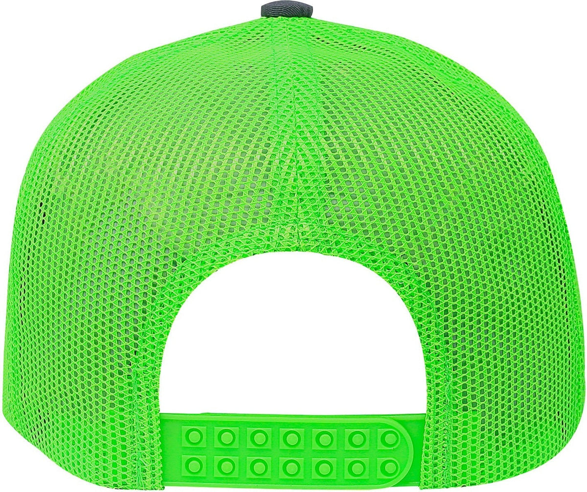 Cobra Cap C112 6 Panel Structured Poly/cotton Front Mesh Back - Charcoal Neon Green