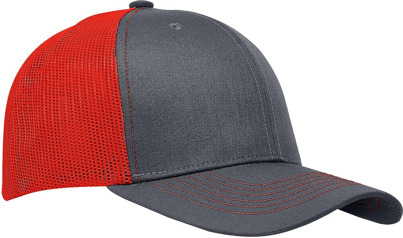 Cobra Cap C112 6 Panel Structured Poly/cotton Front Mesh Back - Charcoal Red