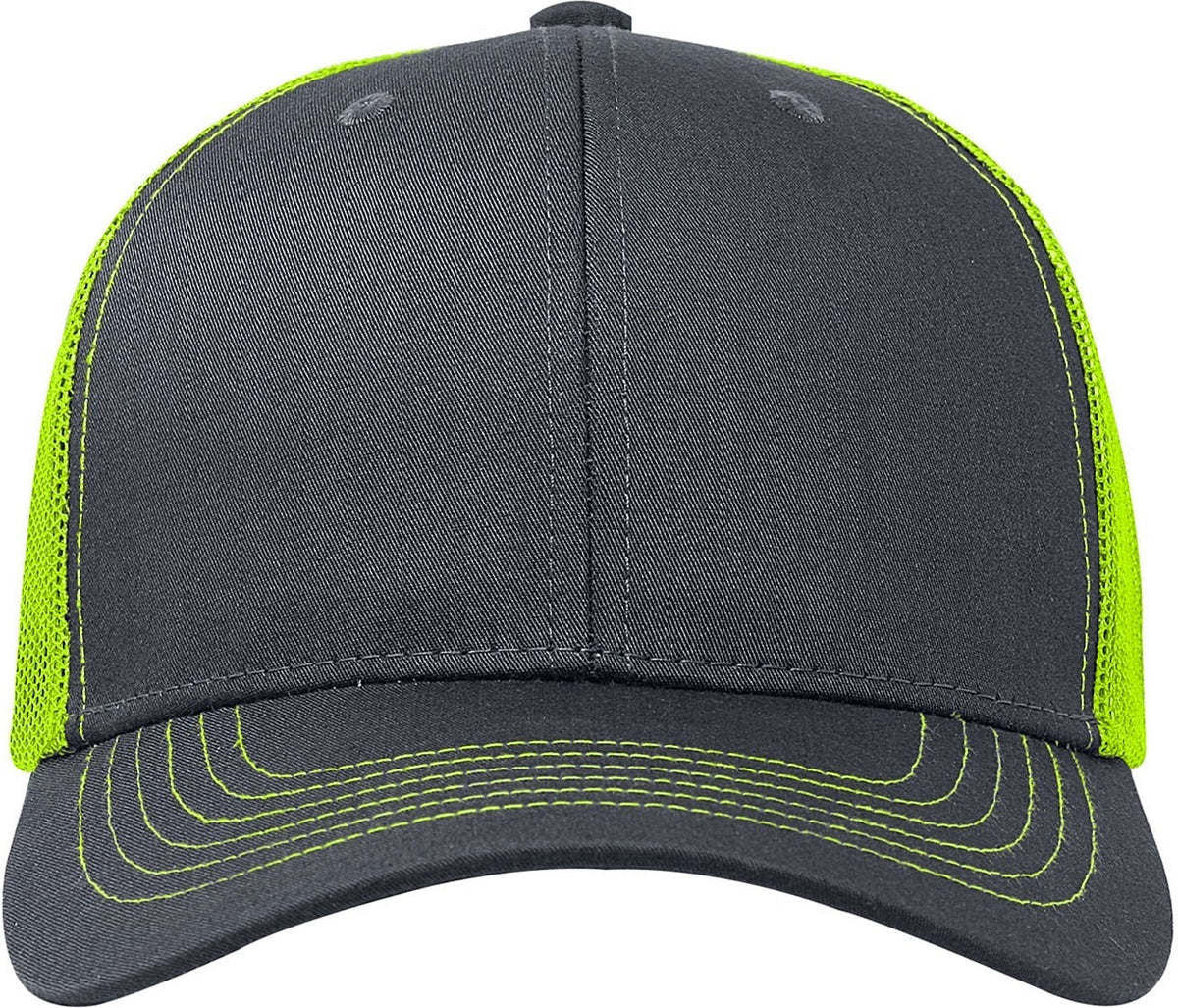 Cobra Cap C112 6 Panel Structured Poly/cotton Front Mesh Back - Charcoal-neonyellow - Charcoal Neonyellow