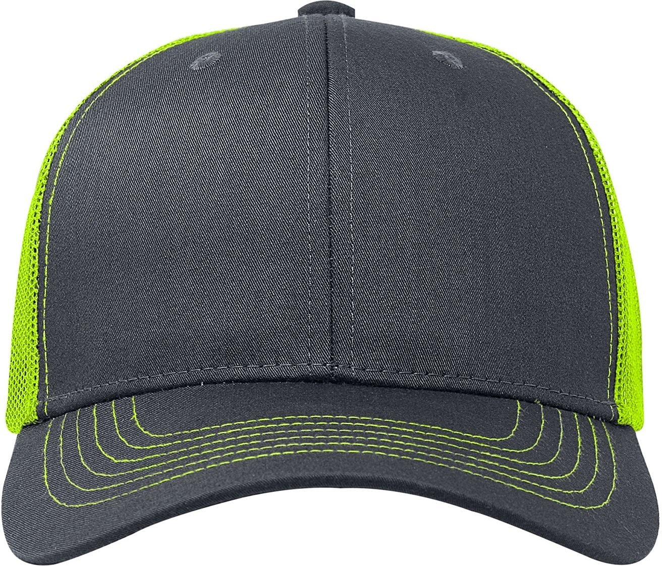 Cobra Cap C112 6 Panel Structured Poly/cotton Front Mesh Back - Charcoal Neon Yellow