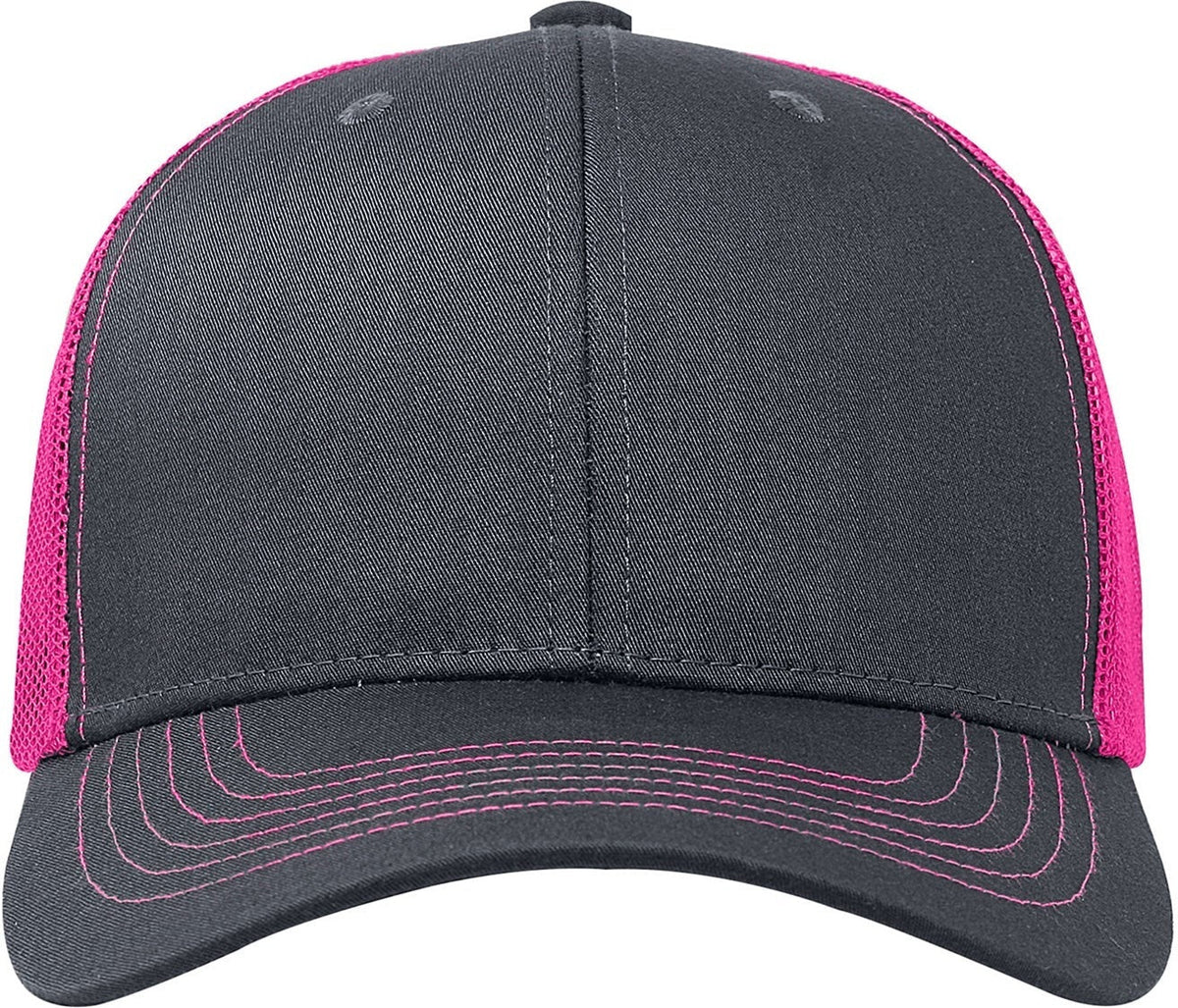 Cobra Cap C112 6 Panel Structured Poly/cotton Front Mesh Back - Charcoal-neonpink - Charcoal Neonpink