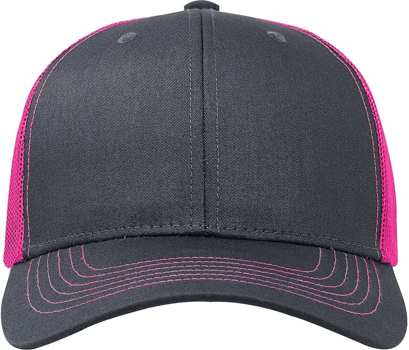 Cobra Cap C112 6 Panel Structured Poly/cotton Front Mesh Back - Charcoal Neon Pink