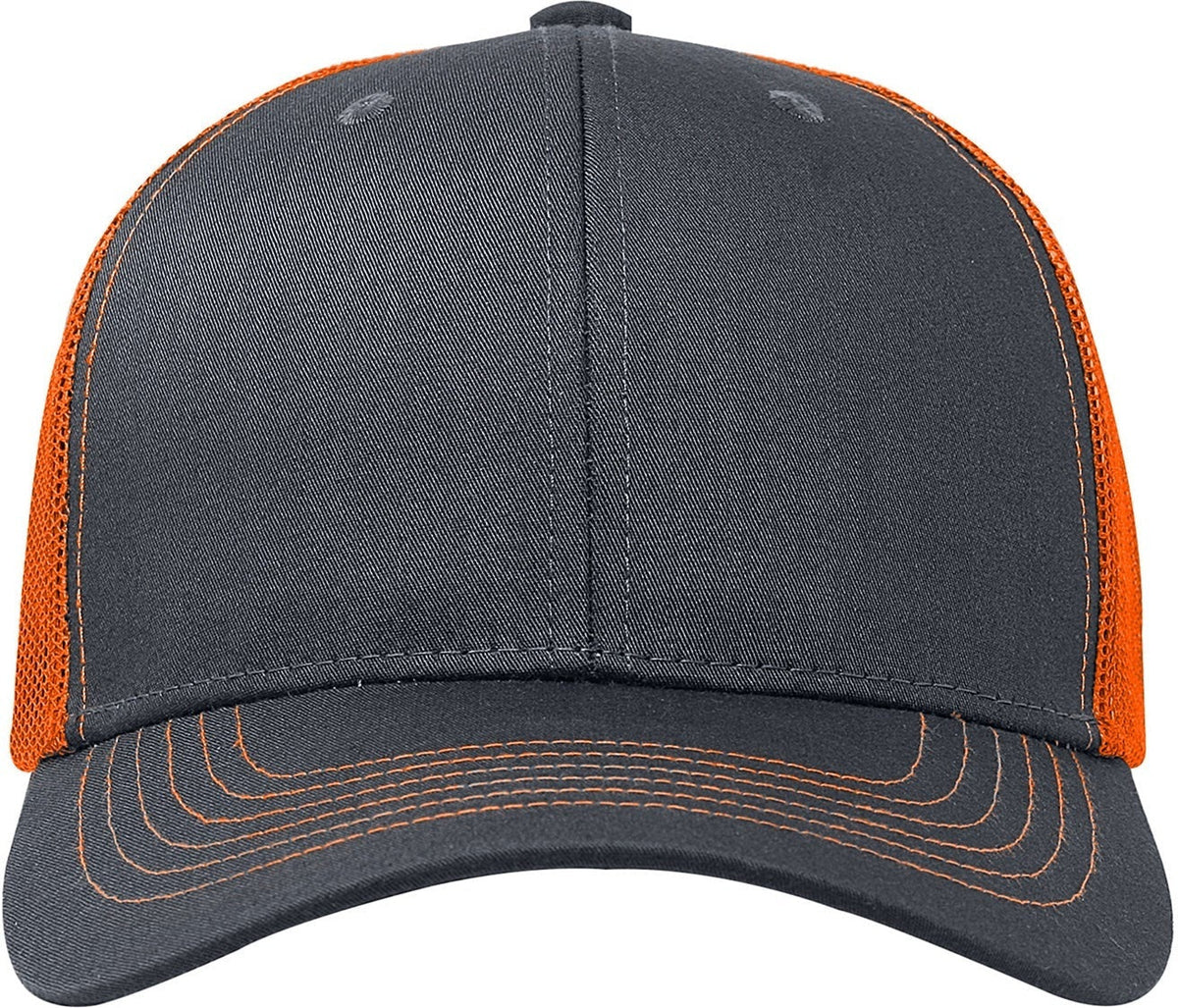 Cobra Cap C112 6 Panel Structured Poly/cotton Front Mesh Back - Charcoal Neon Orange
