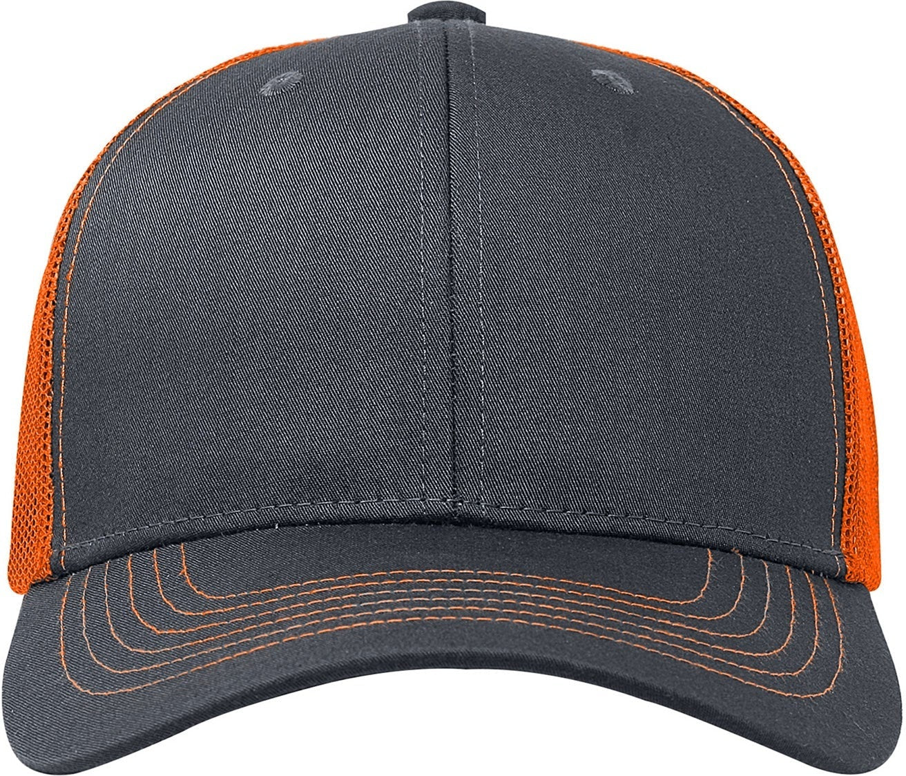 Cobra Cap C112 6 Panel Structured Poly/cotton Front Mesh Back - Charcoal Neon Orange