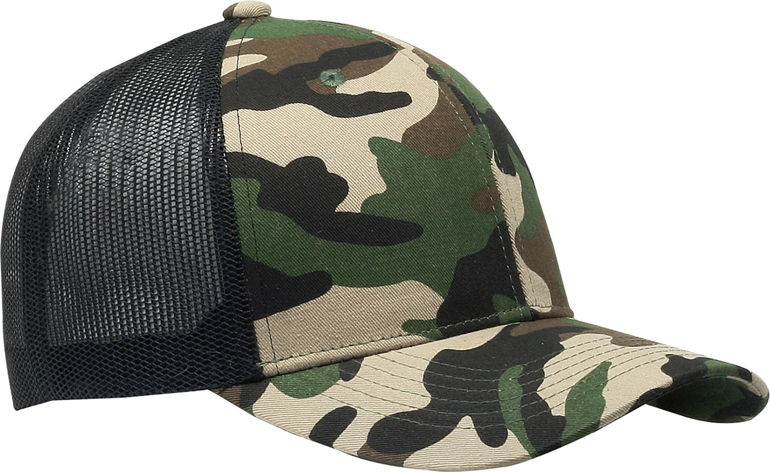 Cobra Cap C112 6 Panel Structured Poly/cotton Front Mesh Back - Army Green Camo Black