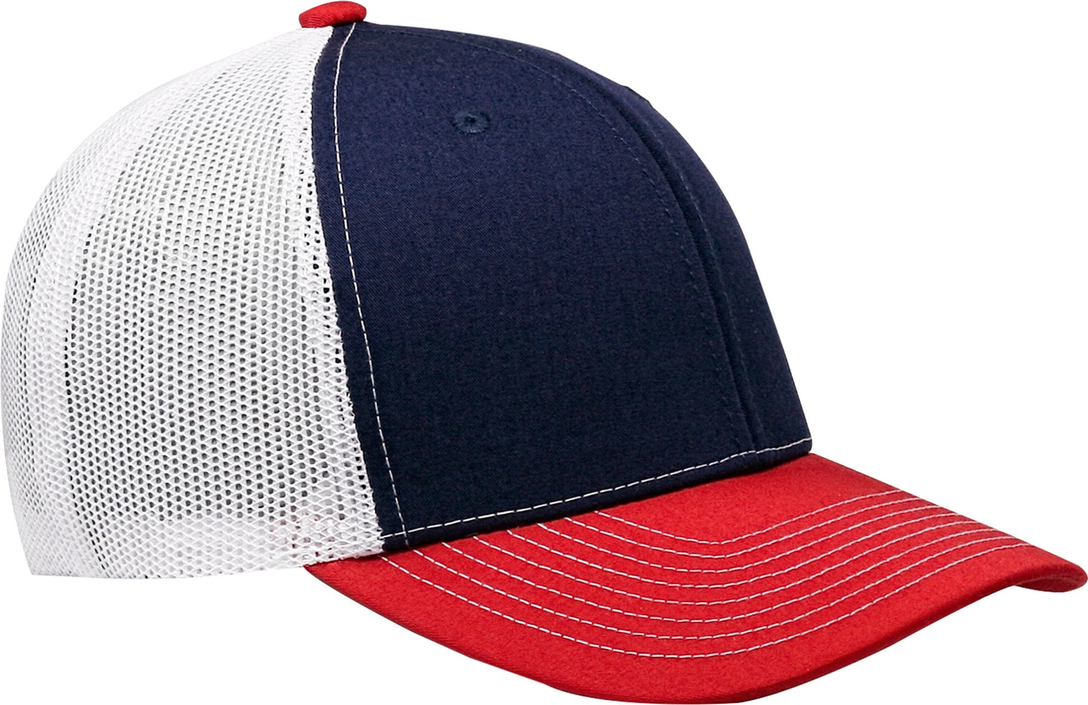 Cobra Cap C112 6 Panel Structured Poly/cotton Front Mesh Back - Navy White Red