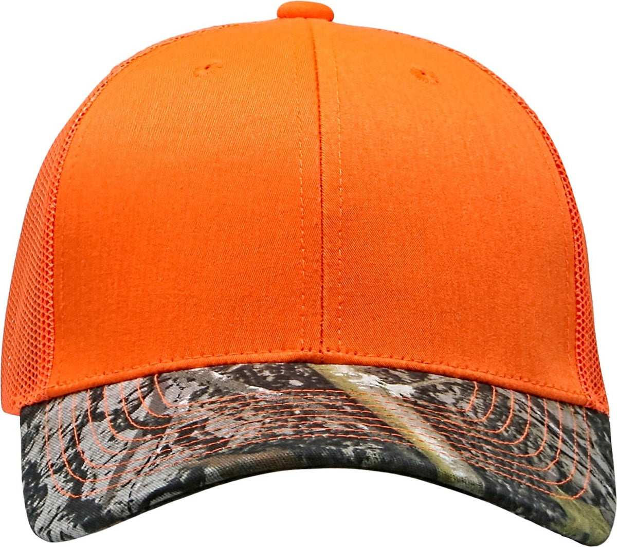Cobra Cap C112-c 6 Panel Structured Poly/cotton Front Mesh Back Camo - Flame Orange