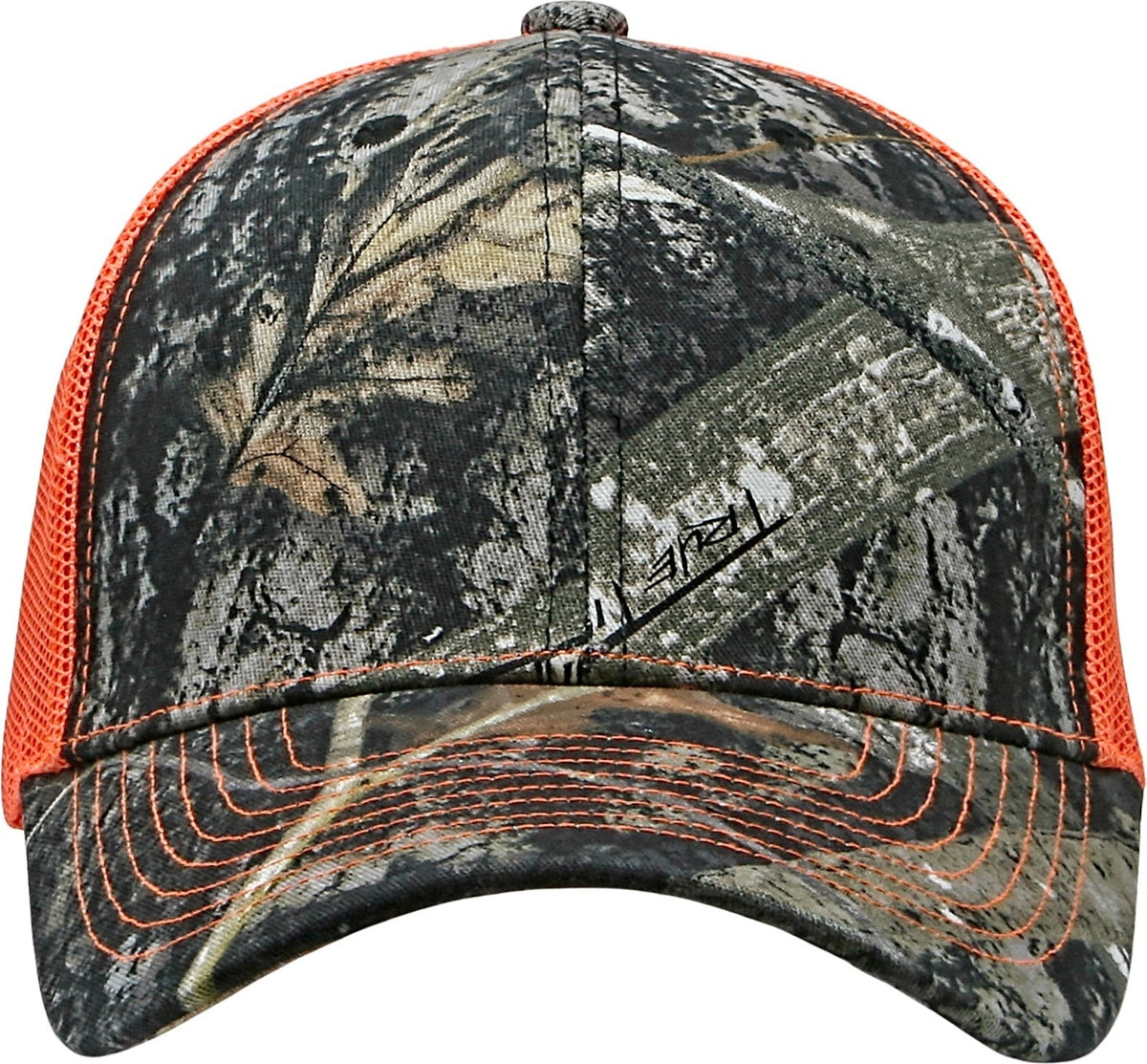 Cobra Cap C112-c 6 Panel Structured Poly/cotton Front Mesh Back Camo - Truetimber Mc Flame Orange