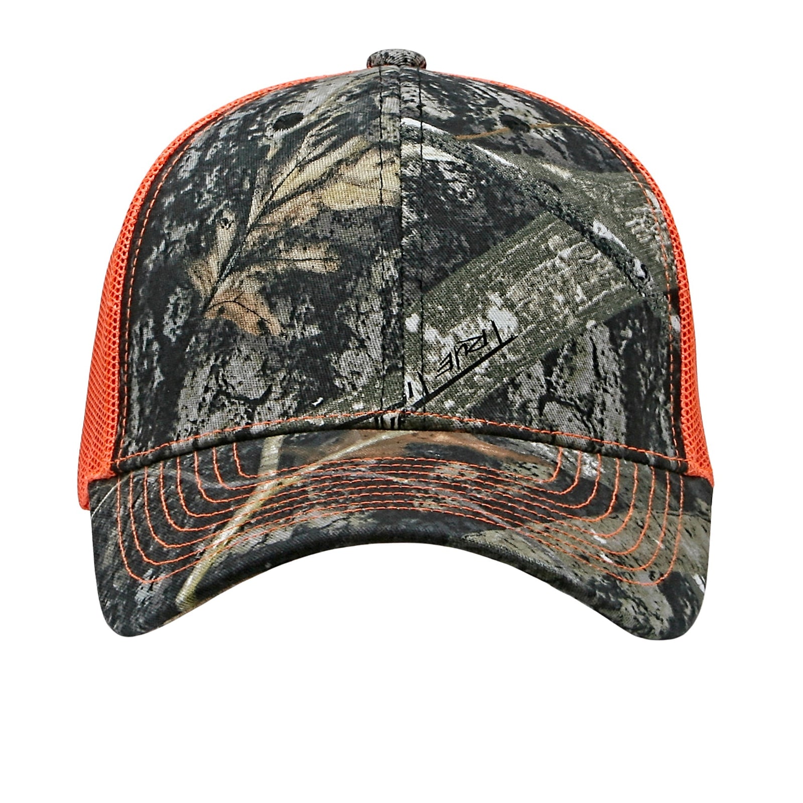 Cobra Cap C112-c 6 Panel Structured Poly/cotton Front Mesh Back Camo - Truetimber Mc Flame Orange