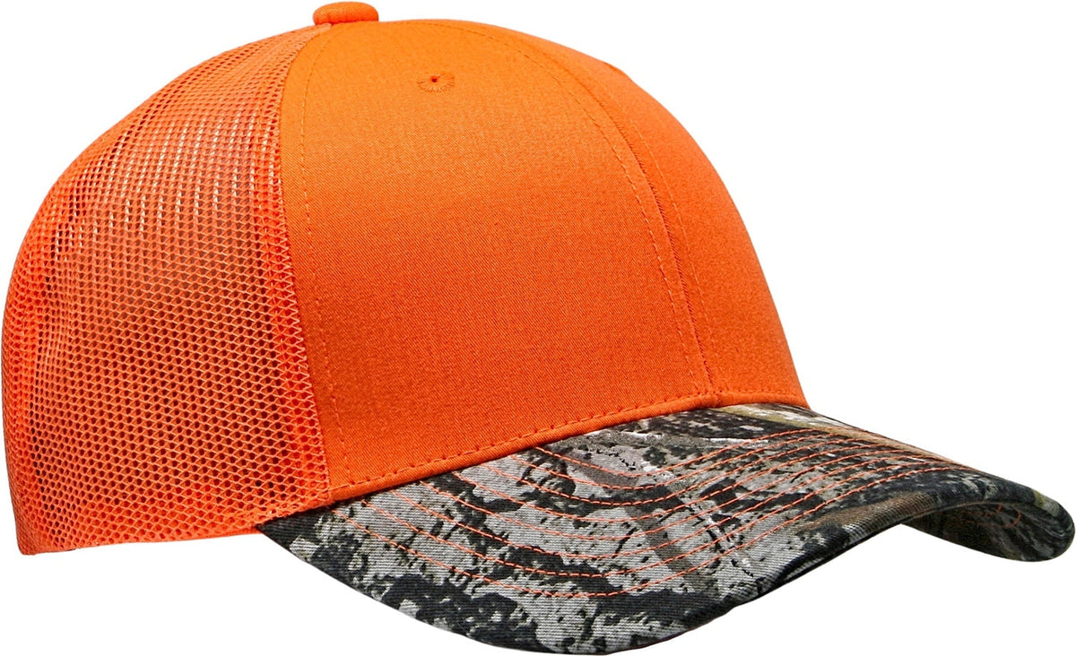 Cobra Cap C112-c 6 Panel Structured Poly/cotton Front Mesh Back Camo - Flame Orange