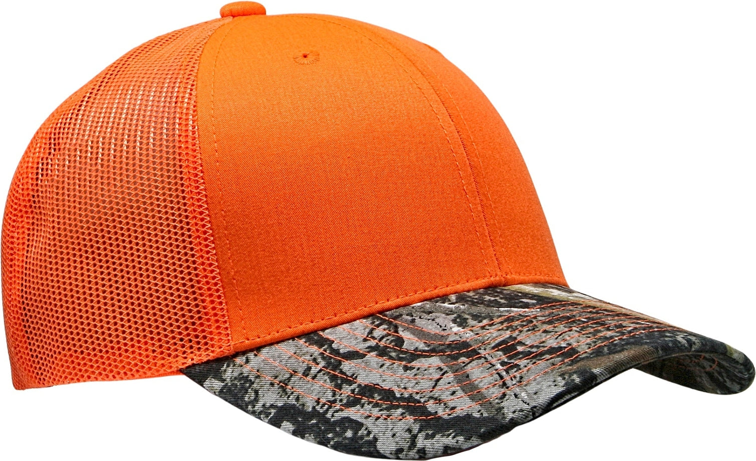 Cobra Cap C112-c 6 Panel Structured Poly/cotton Front Mesh Back Camo - Flame Orange