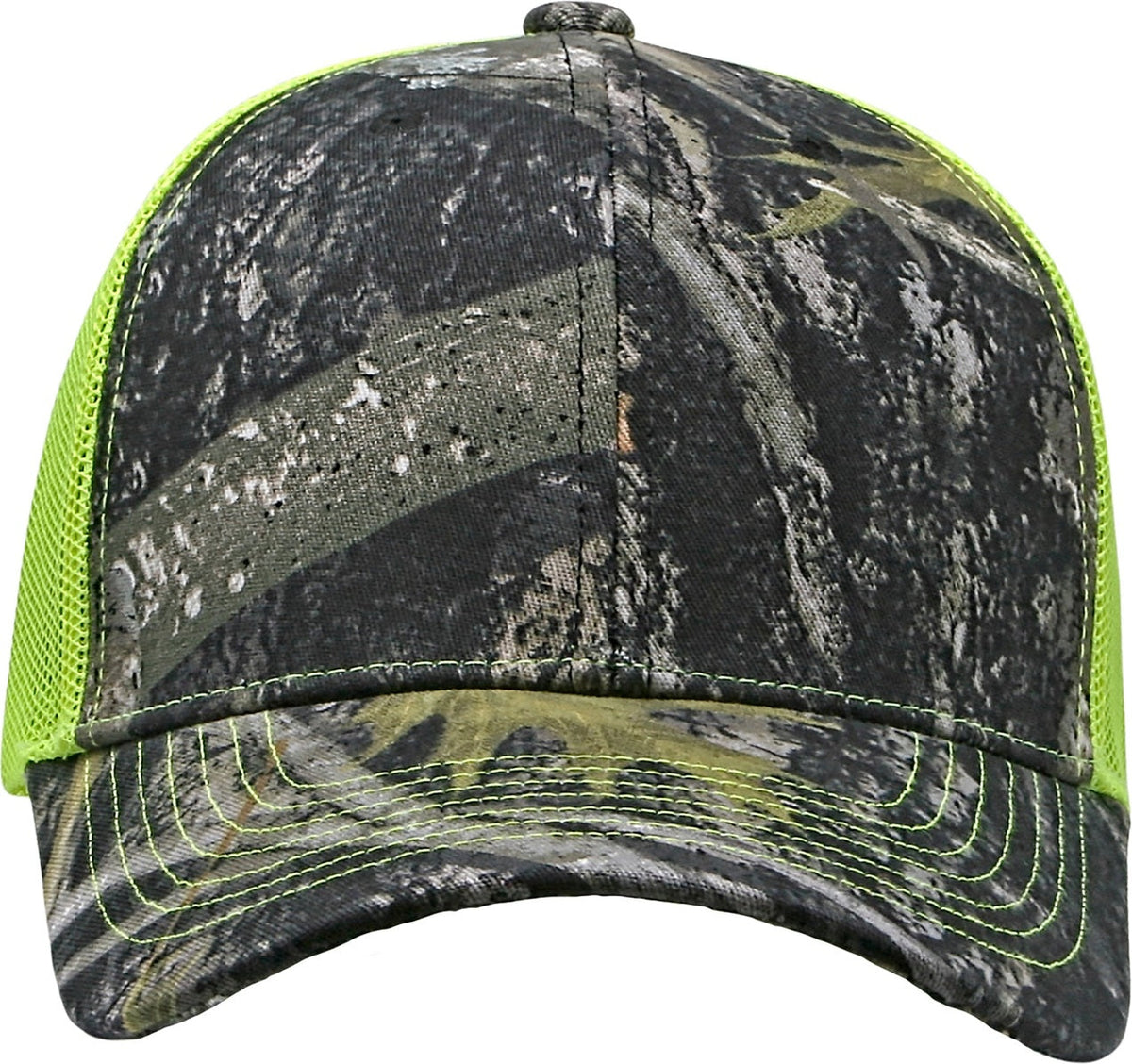 Cobra Cap C112-c 6 Panel Structured Poly/cotton Front Mesh Back Camo - Truetimber Mc Neon Yellow