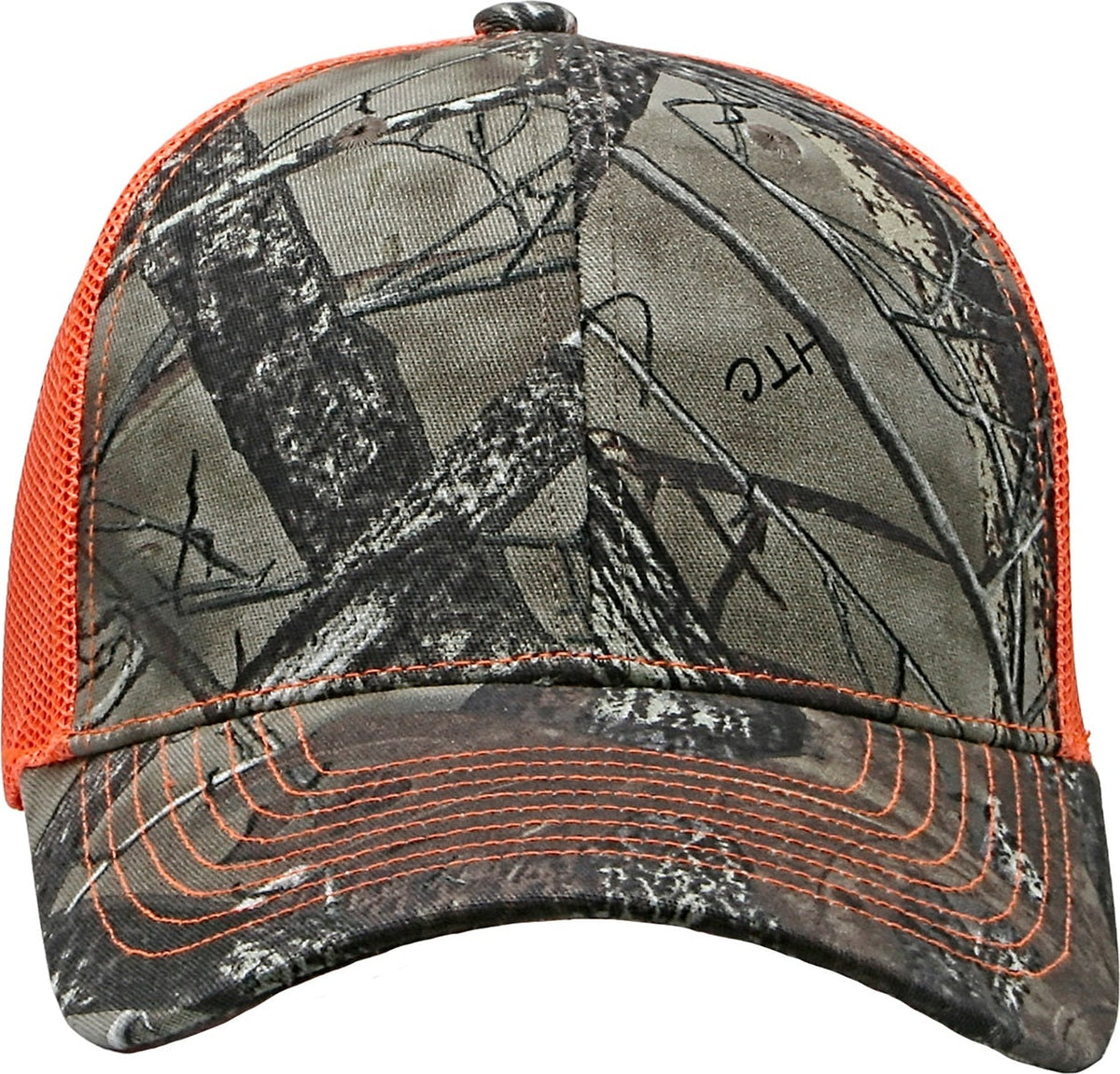 Cobra Cap C112-c 6 Panel Structured Poly/cotton Front Mesh Back Camo - Flame Orange