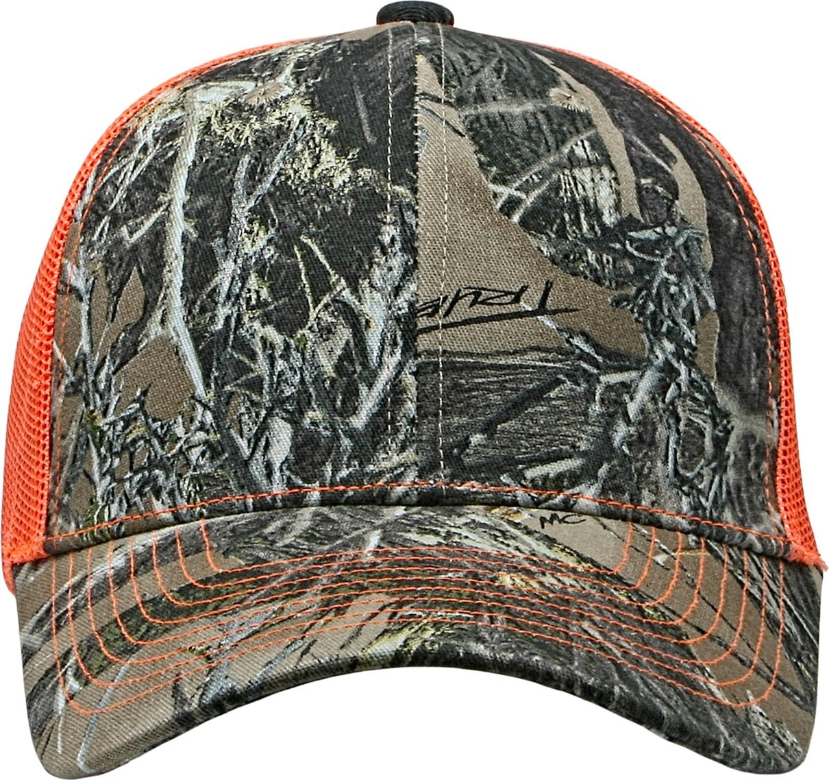 Cobra Cap C112-c 6 Panel Structured Poly/cotton Front Mesh Back Camo - Truetimber Mc2 Flame Orange